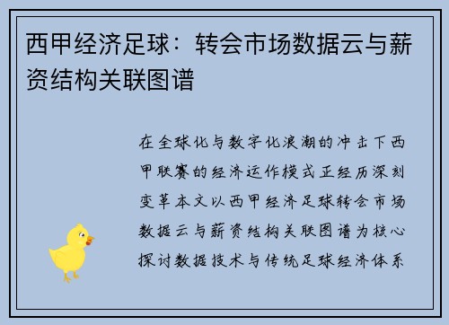 西甲经济足球：转会市场数据云与薪资结构关联图谱